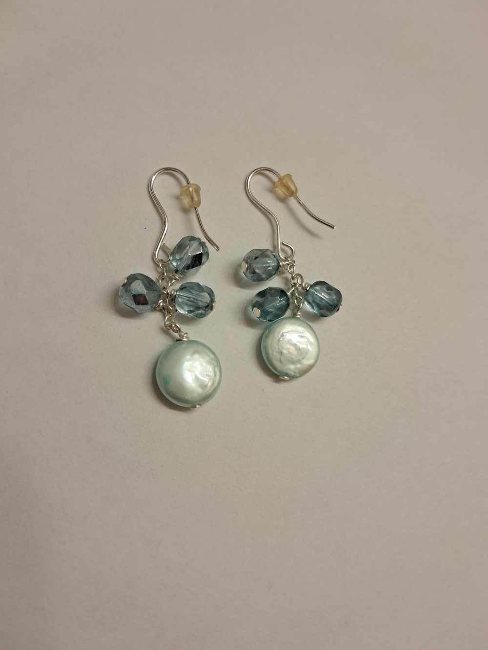Pearl And Bead Sterling Silver Dangle Earrings